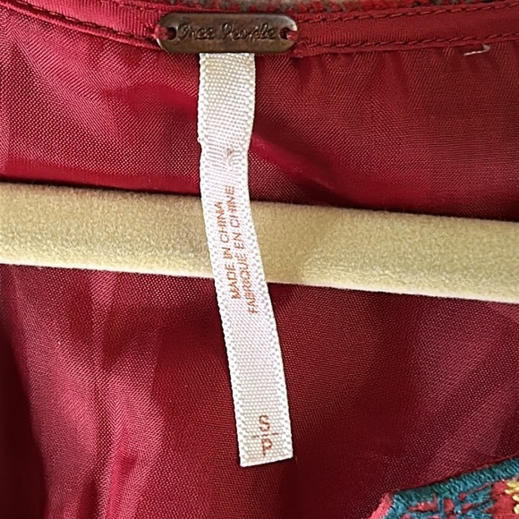 FREE PEOPLE EMBROILED RED FLANNEL PLAID SHIFT TANK DRESS SIZE SP - Picture 4 of 13